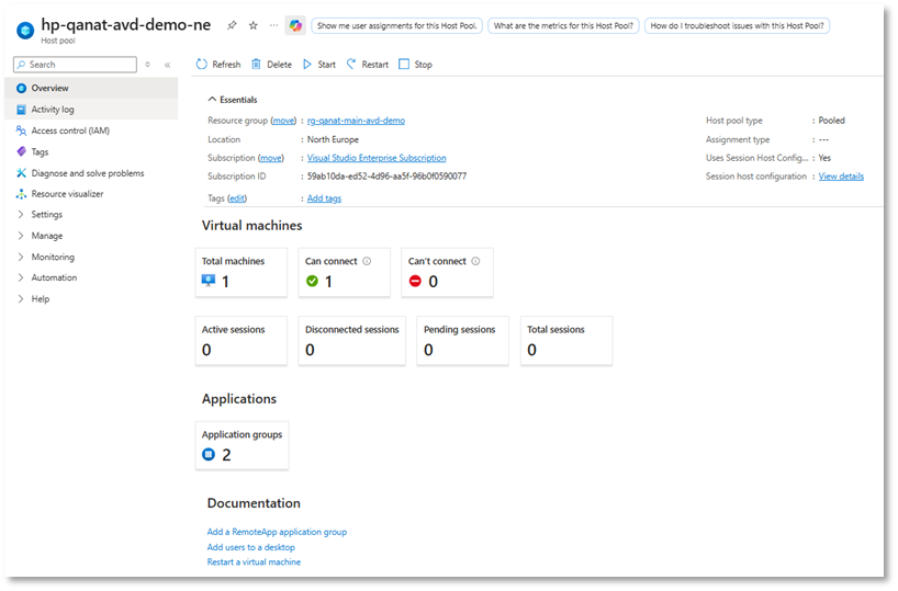validación comportamiento - Una VM