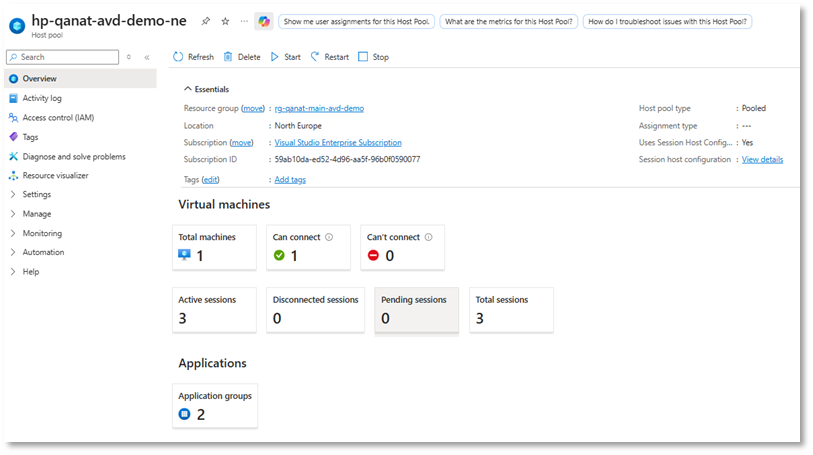 validación comportamiento - Una VM -  3 sesiones