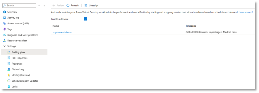 Scaling Plan en el Host Pool