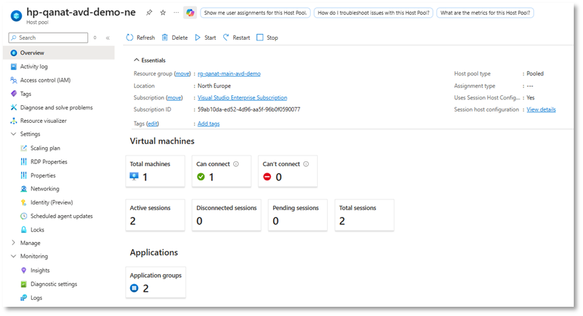 AVD Scaling Plan validación comportamiento