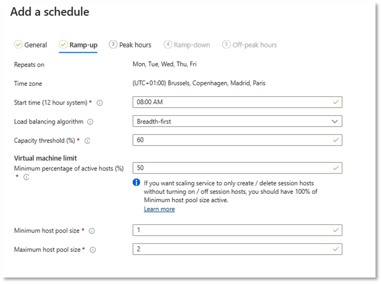 Configuración ramp-up AVD